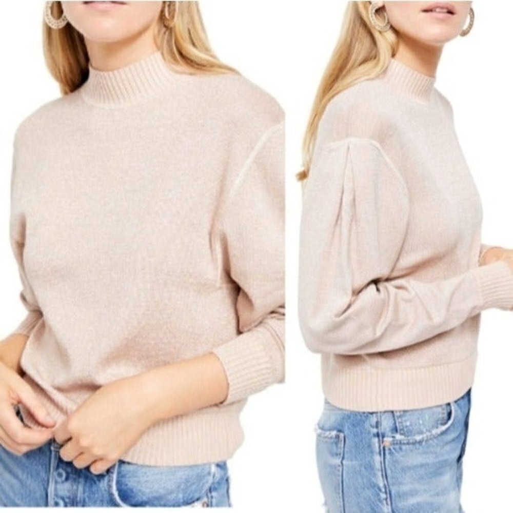 Free People women sweater Starry Night Metallic Mock casual event stretchy retro